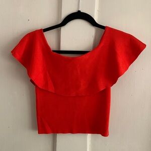 Off shoulder red top by Zara